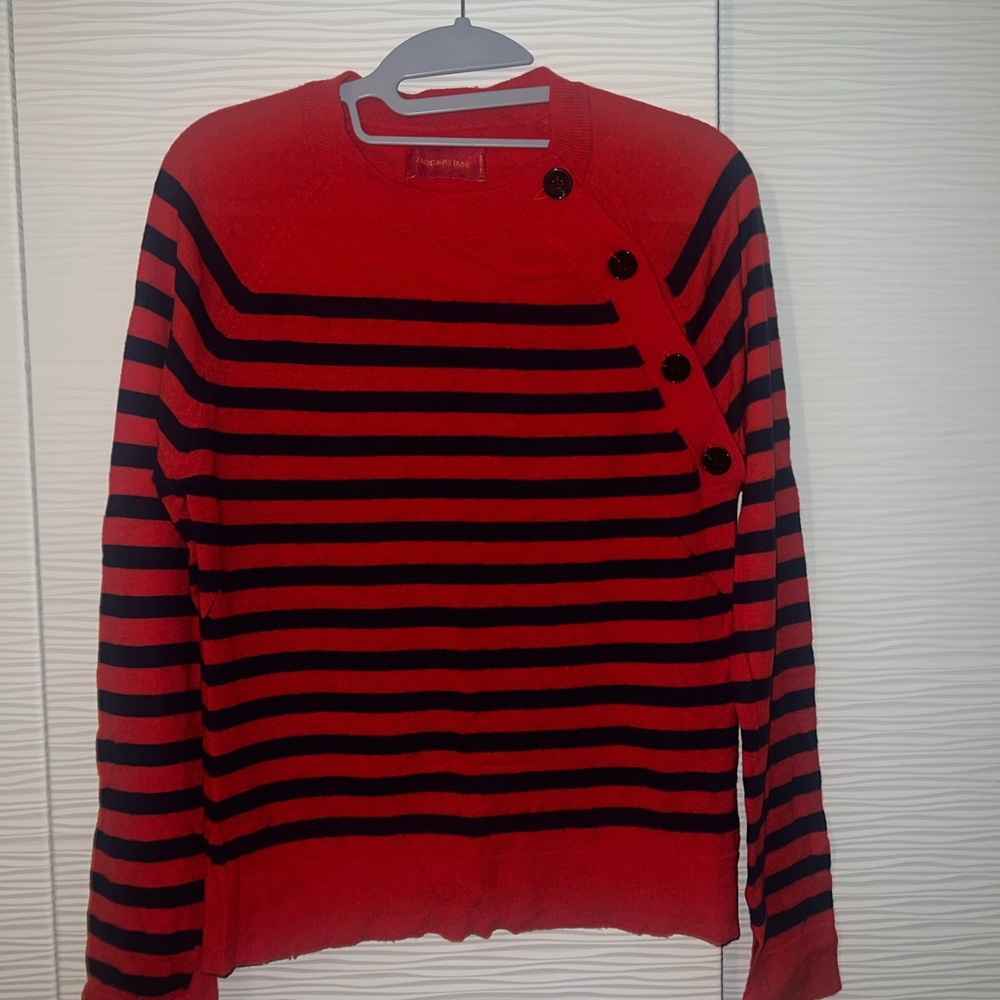 Red and Black Striped Sweater